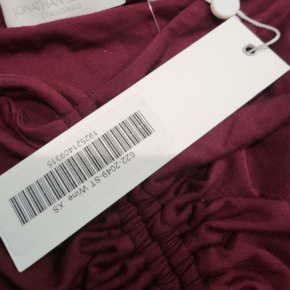 JONATHAN SIMKHAI STANDARD Alessa Matte Jersey Ruched  Top in Wine XS NWT - Picture 9 of 10
